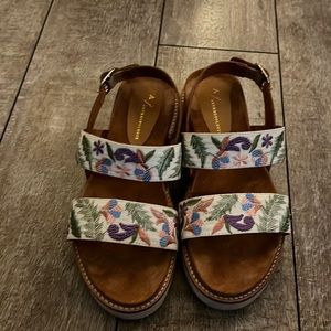 Beautiful embroidered Anthropology sandals, gently used, only worn a few times.